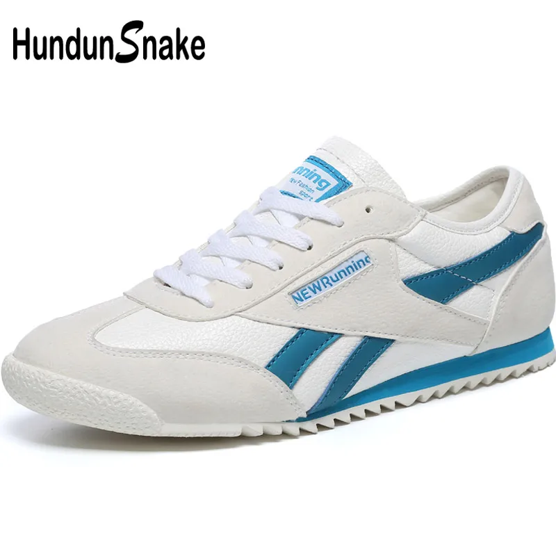 Hundunsnake White Leather Men's Sneakers Men Running Shoes Sports Shoes