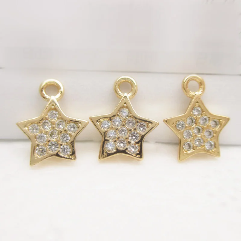 

Gold color Zircon pentagram charms Cute Star Pendants for making jewelry 8*10mm 10pcs