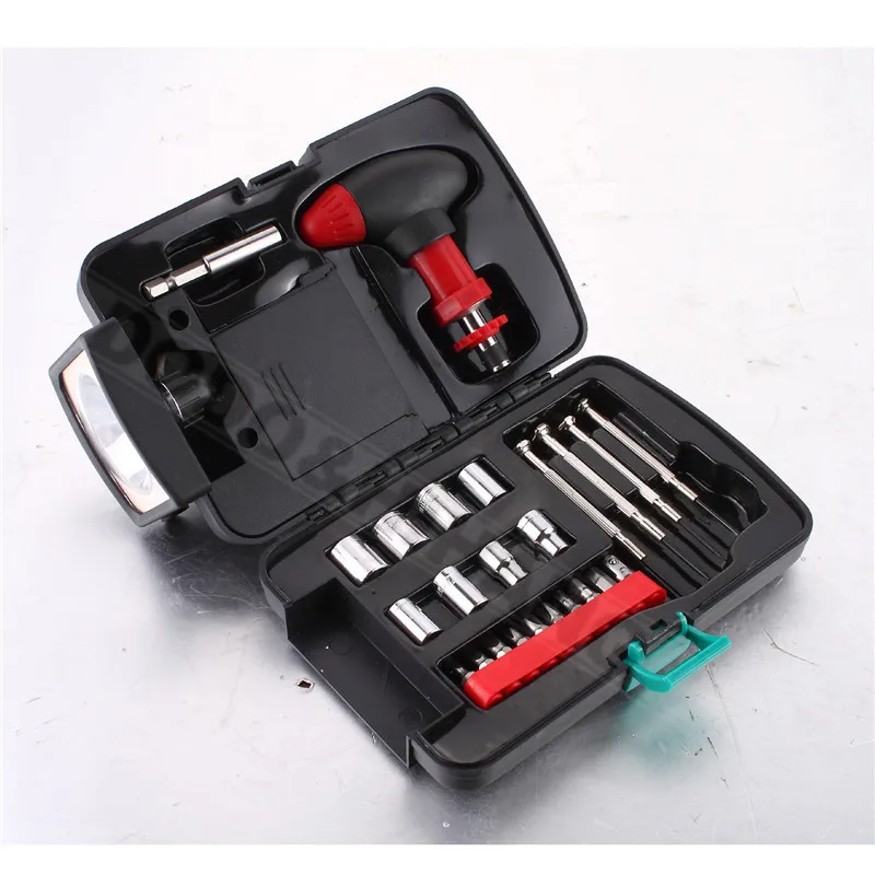 24 pcs Multifunction Repair Tool Set Universal Kit Car Household Socket Wrench Ratchet Screwdriver Lamp Emergency Light DN166 (6)