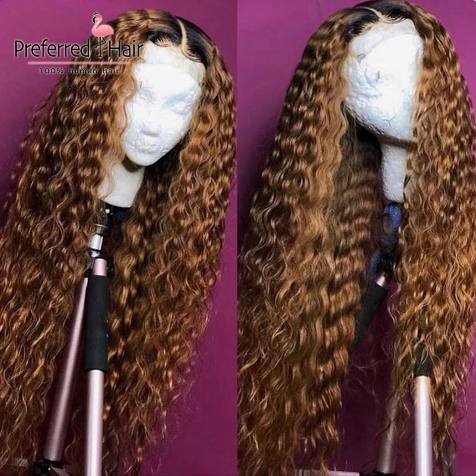 Предпочтительный кудрявый парик человеческих волос бразильские волосы remy Ombre парик шнурка спереди preplicked Glueless полный парик шнурка для черных женщин