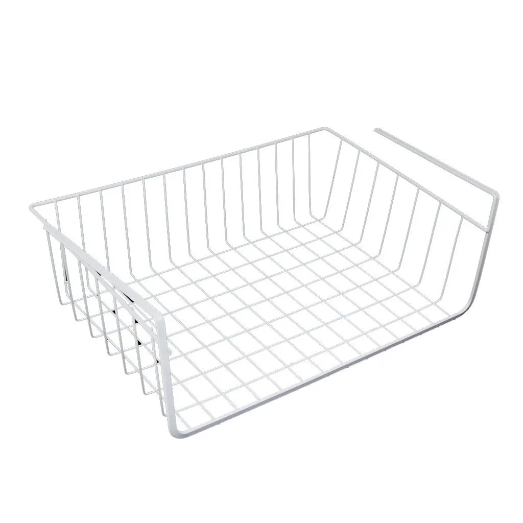 

Best Storage Space Under Shelf Basket For Storage Bookcase Closet Kitchen - White