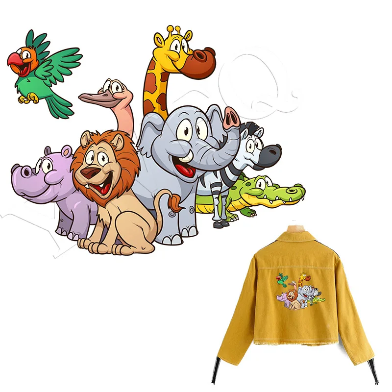Clothes Stickers Patches For T-shirt Dresses Cartoon Animal Parches Iron-on Transfers Washable Stickers On Clothes