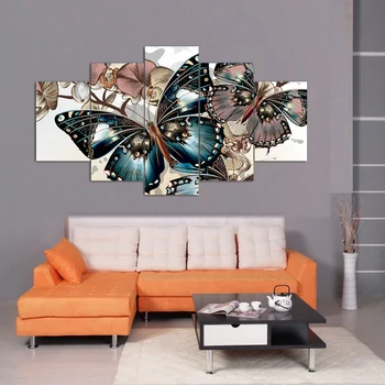 

5 Piece canvas painting butterfly Animal painting unframed Wall art picture home decoration for living room