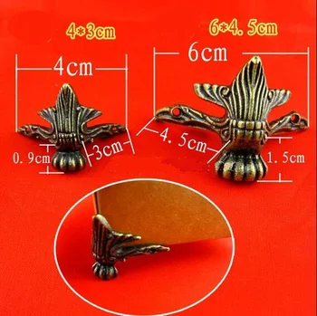 

4pcs / lot Zinc alloy antique wooden foot / wine four sides foot care Hardware / green bronze corners tiger feet 6*4.5cm