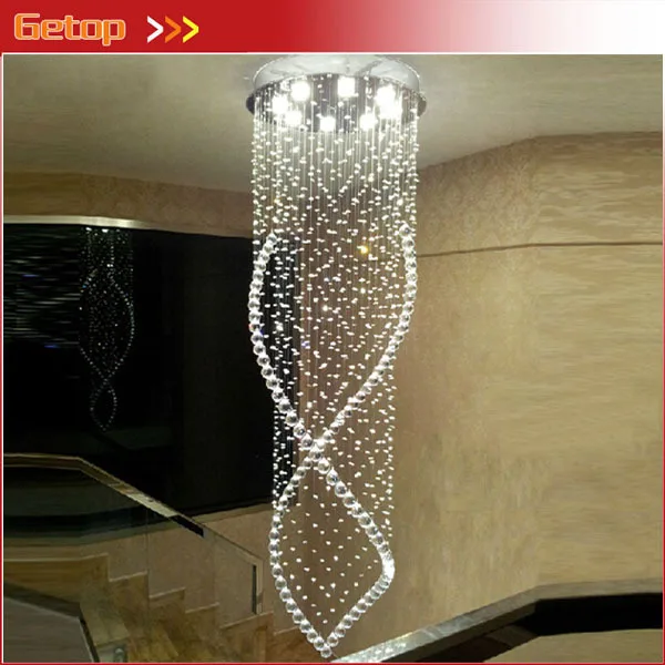 Best Price Modern Crystal Chandelier Light Fixture Duplex Stairs LED