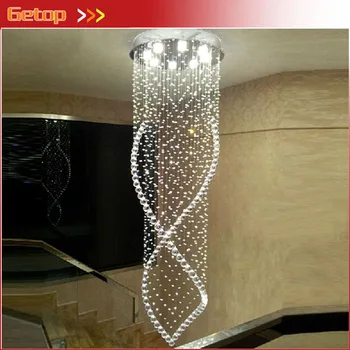 

Best Price Modern Crystal Chandelier Light Fixture Duplex Stairs LED Crystal Lamp for Ceiling Villa Hall Chandelier Droplight