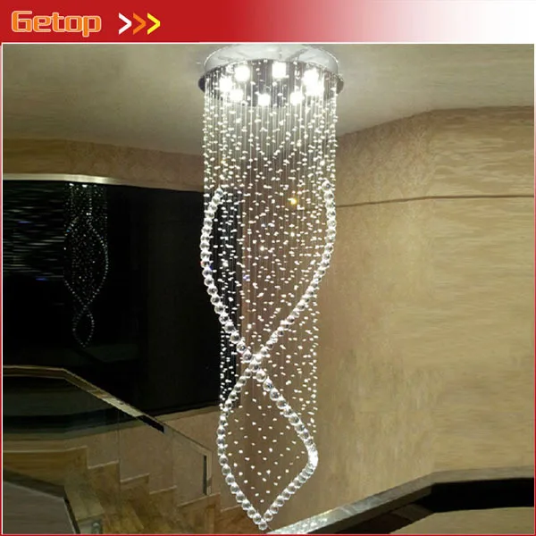 Best Price Modern Crystal Chandelier Light Fixture Duplex Stairs LED Crystal Lamp for font b Ceiling