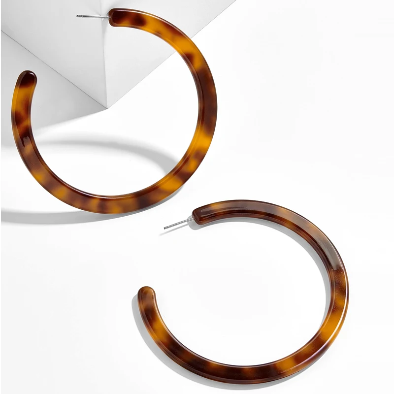 

Fashion Leopard Acrylic Big Circle Round Hoop Earrings Women's Vintage Multicolor Statement Jewelry ZA Bohemia Party Brincos