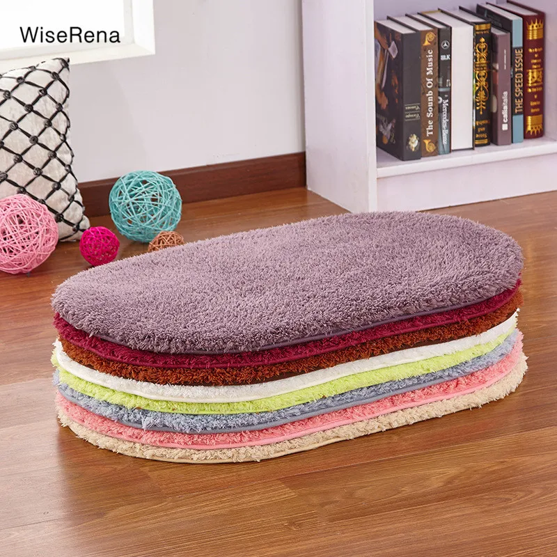 Modern Solid Fluffy Doormat Polar Fleece Pure Color Non slip Toilet