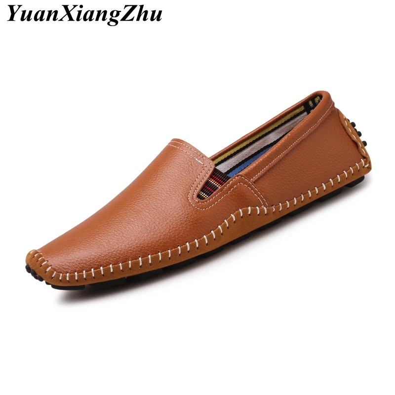 

Genuine Leather Designer Men Loafers Fashion Handmade Moccasins Soft Leather Slip On Boat Shoe Men Driving Shoes PLUS SIZE 38~47