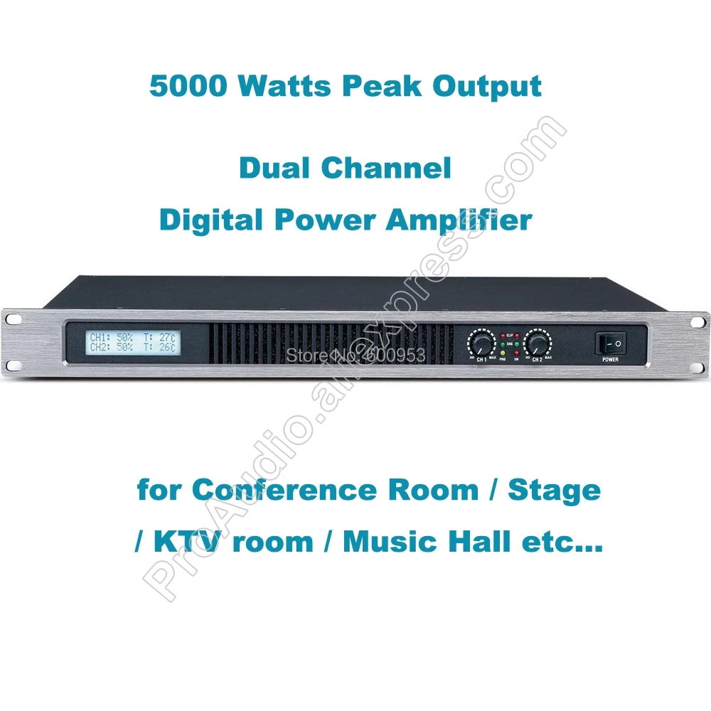 

Professional Dual Channel 5000 Watts Digital Power Amplifier AMP Stereo MICWL GB250