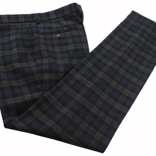 Стиль на заказ Высокое качество шерстяные темно-серые клетчатые твидовые брюки сшитые по индивидуальному заказу британский стиль деловые мужские брюки