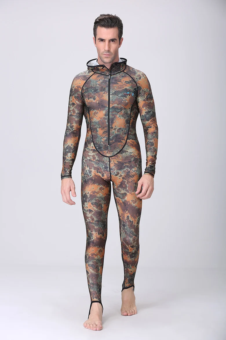 Dive&Sail UPF50+ Camouflage Snorkeling Dive Skin Adult Rash Guards One-piece With Hood Jump Stinger Suit Men WomenFree Shipping