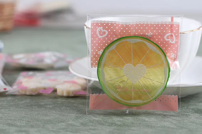 Пластик сердце конфеты Cookie мешочек упаковки печенья DIY самоклеющийся мешочек одежда для свадьбы, дня рождения 7X7+ 3 см