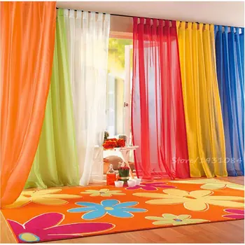 

15 Colors Sheer Curtain For Living Room Window Tulle Curtains For Bedroom Home Decor Draperies Drapes Organza Tulle Curtain 1PCS