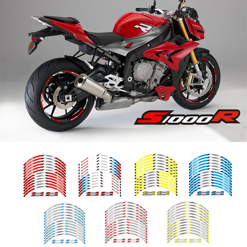 

New 12 Pcs Fit Motorcycle Wheel Sticker stripe Reflective Decals Rim For BMW S1000R