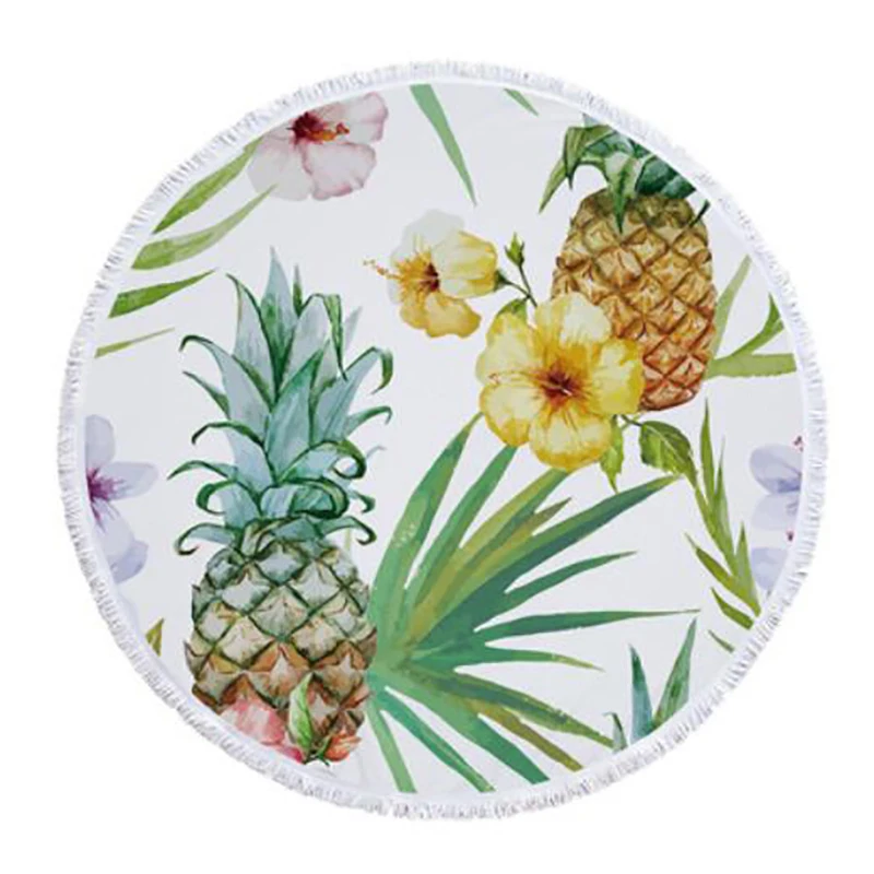 

Urijk New 1PC Pineapple Bohemian Large Beach Towels Blanket Picnic Yoga Mat Boho Tablecloth Microfiber Round Beach Towel Tassel