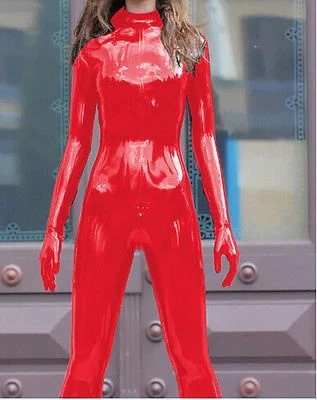 new cool red  High-Quality Latex Rubber  Suit Bodysuit Catsuit Size XXS-XXL 