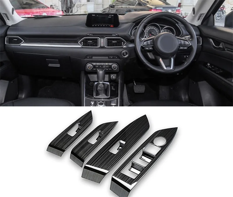 Для правого привода Mazda CX-5 CX5 RHD- кнопки подъема дверного окна переключатель Крышка Панели Отделка украшения автомобиля аксессуары