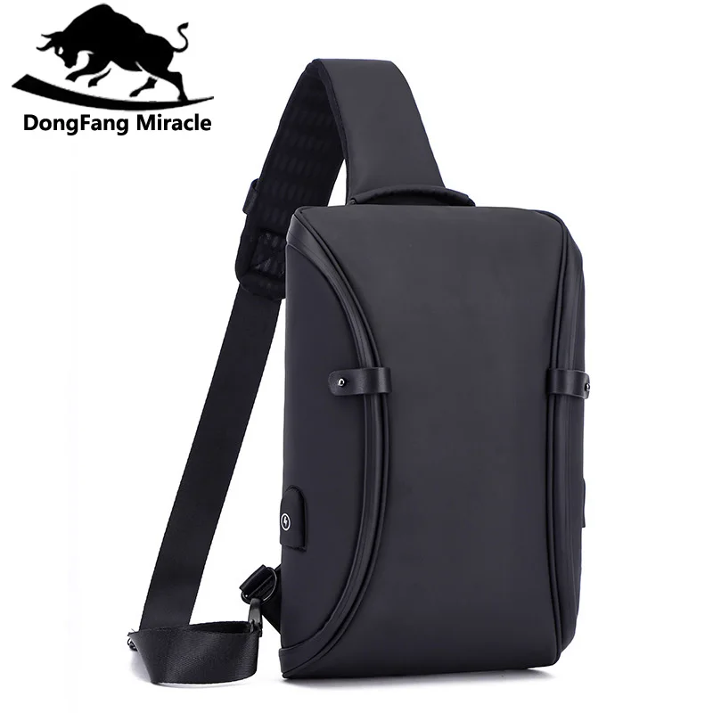 

New Pattern Outdoors Guard Against Theft Charge Usb Chest Package Man Canvas Single Package Diagonal Package Customized Men Bag