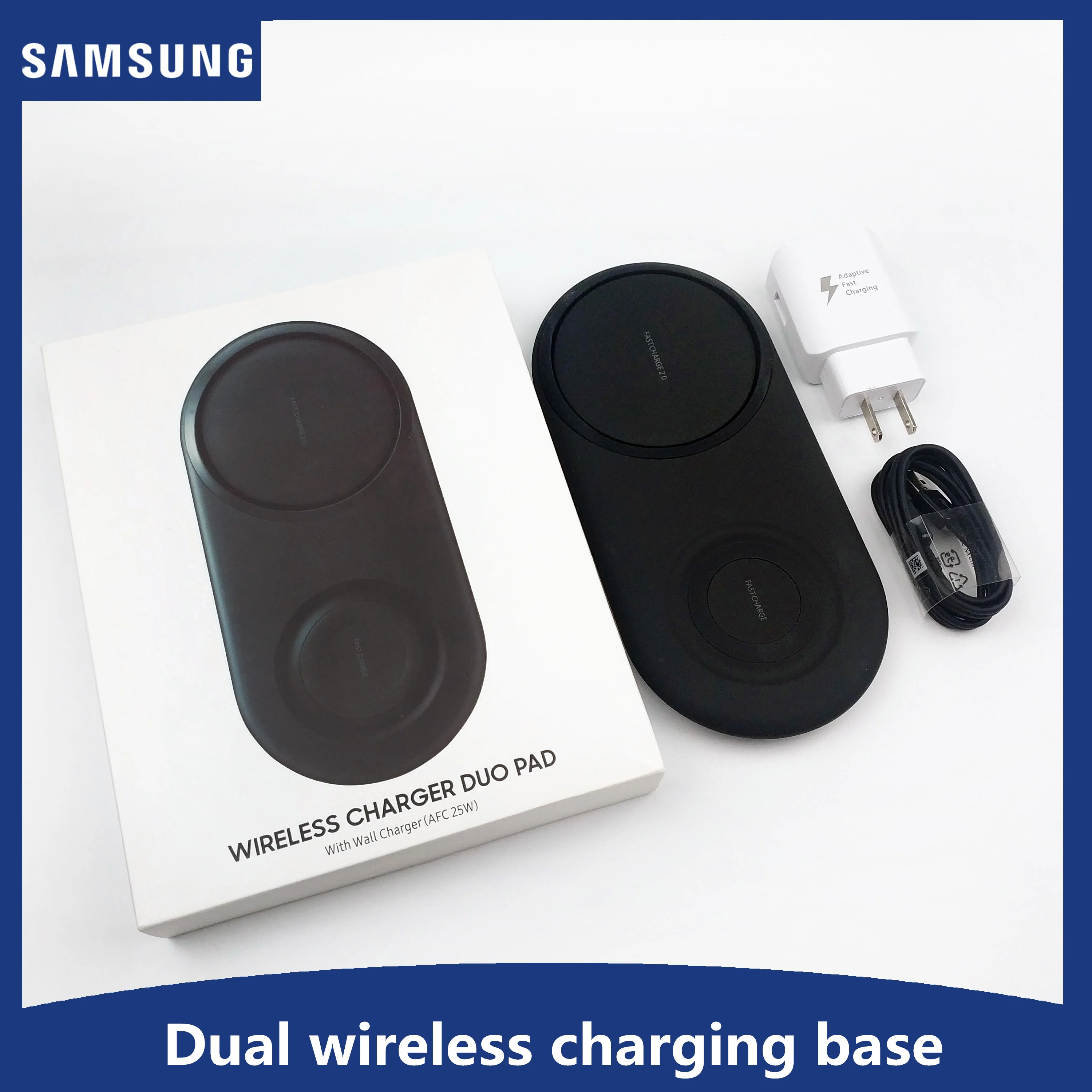 

Original Samsung Dual wireless charging base Fast Qi Galaxy Watch charge adapter for Galaxy S10 S9 S8 Note 9 Note 8 Gear S3