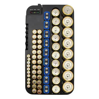 

72 Various Sizes Holes Battery Organizer Storage Case with Removable Battery Tester