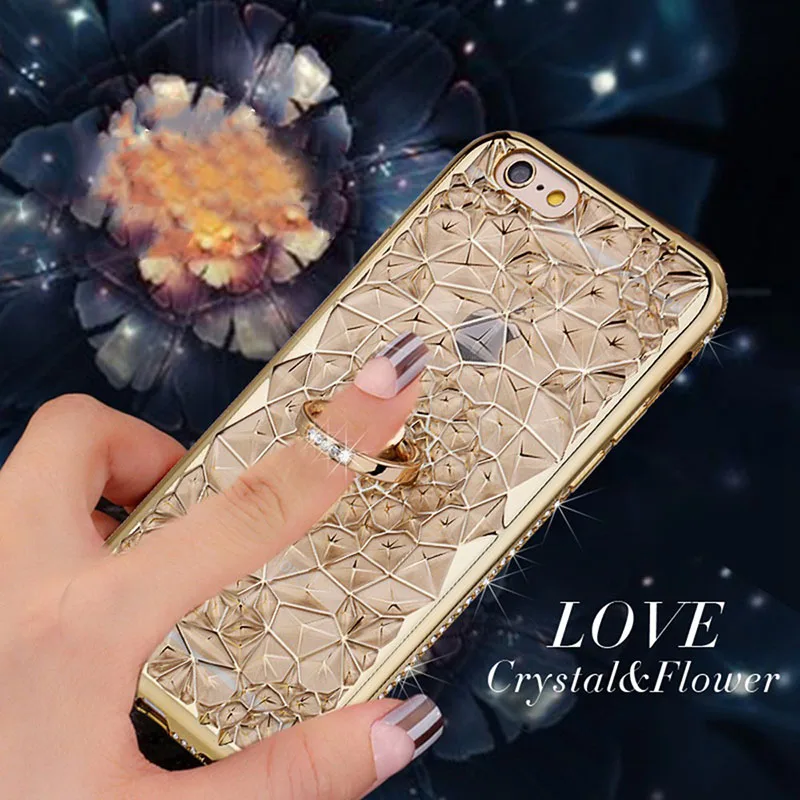3D Diamond Ring Phone Case For iPhone XS XS Max Case Luxury Gold