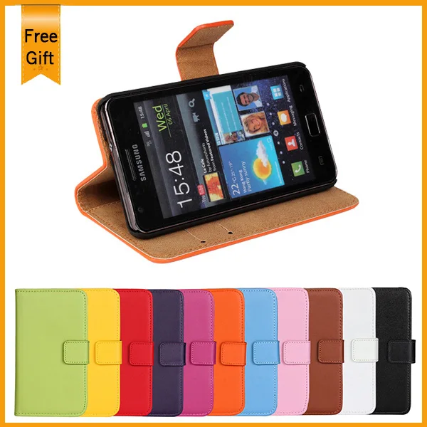 Роскошный чехол книжка из натуральной кожи с подставкой для samsung Galaxy S2 SII i9100|case