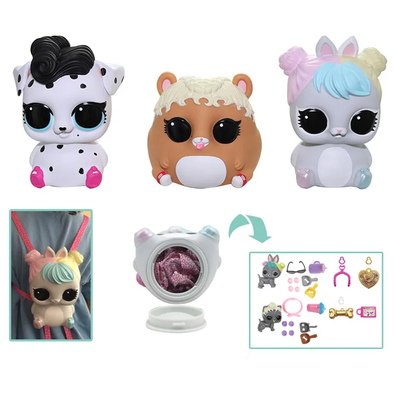 

3 Styles Surprise Dolls Piggy Bank Backpack Action Figures Toys Cartoon 2 Random Style Lol Dolls for Children Christmas Gift