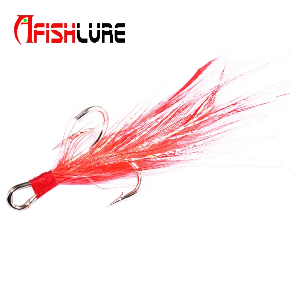 Afishlure Red Feather Fishing Hooks l Feathers Bass Fishing Lures Sea