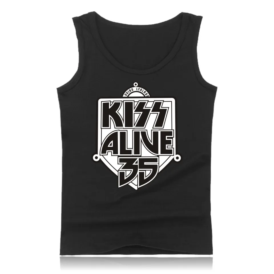 Классический топик для мужчин и размера плюс ROCK BAND KISS Muscle рубашки без рукавов