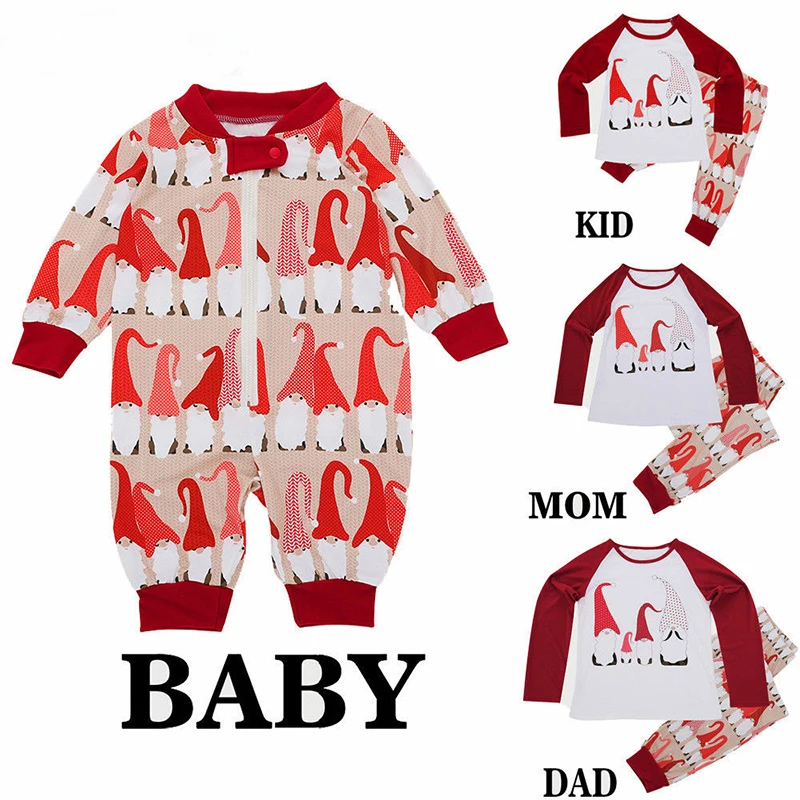 

2018 Family Christmas Pajamas Sets Xmas Matching Pajama Men Women Adult Kids Sleepwear Nightwear Cotton Casual Autumn Winter New