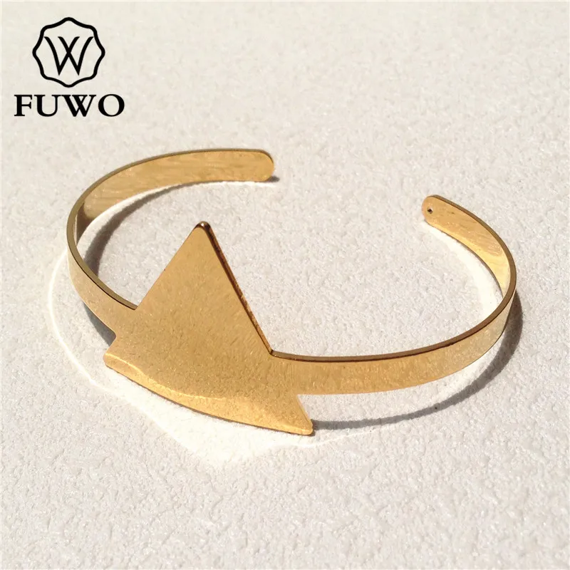 

FUWO Wholesale Triangle Cuff Bracelet Minimalist Design Gold Color Bangle Bracelet For Women Bracelets Bangles Pulseiras BG002