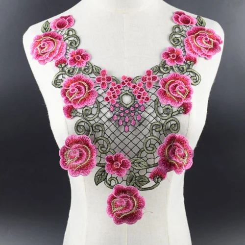 Розовый стиль вышивка цветок кружево декольте Ткань DIY кружевной воротник шитье ремесло декольте украшения Скрапбукинг - Цвет: NL184
