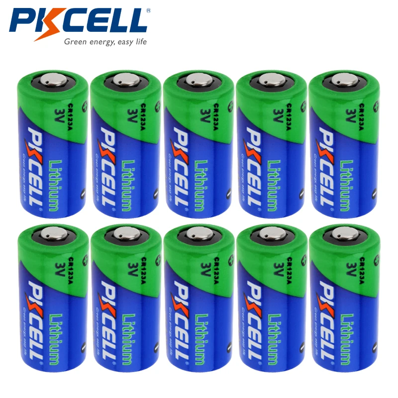 10pcs PKCELL 3V 16340 CR123A Li ion Battery Real Capacity 1500mAh