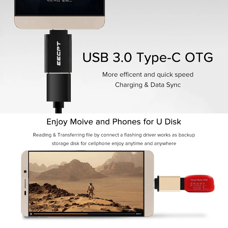 EECPT OTG type-C адаптер USB type C к USB 3,0 зарядное устройство конвертер данных адаптер для Macbook samsung Galaxy S9 S8 huawei One Plus