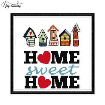 

Joy Sunday Sweet Home Stamped Cross Stitch Kits Canvas Aida 14ct 11ct DMC Threads Embroidery Fabric for Cross Stitch Needlework