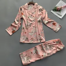 Ночные сорочки женская ночная рубашка белье Неглиже женская летняя одежда для сна винтажная ночная рубашка с длинными рукавами Атласный топ брюки комплект