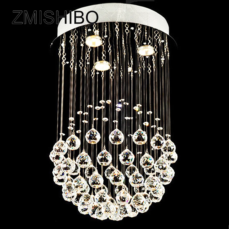 

ZMISHIBO High Quality LED Crystal Ceiling Pendant Lamp GU10 110-220V Surface Mounted Chandelier Lighting For Foyer Living Room