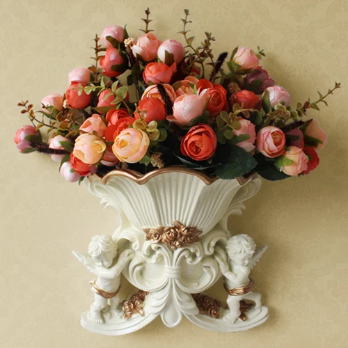 Европейская ваза Ангел настенная корзинка американский кантри настенные украшения, цветок композиция имитация цветок искусство домашний Настенный декор - Цвет: 13
