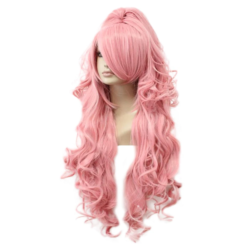 HAIRJOY Synthetic Hair Vocaloid Luka Cosplay Wig Pink Red Curly Wigs with Ponytail synthetic wig ponytail extensions