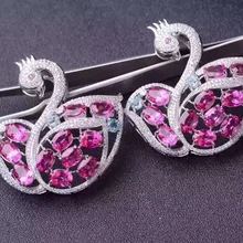 Натуральный красный Топаз камень кулон S925 Серебряный натуральный драгоценный камень кулон Цепочки и ожерелья модный роскошный; пара; женские вечерние свадебные украшения