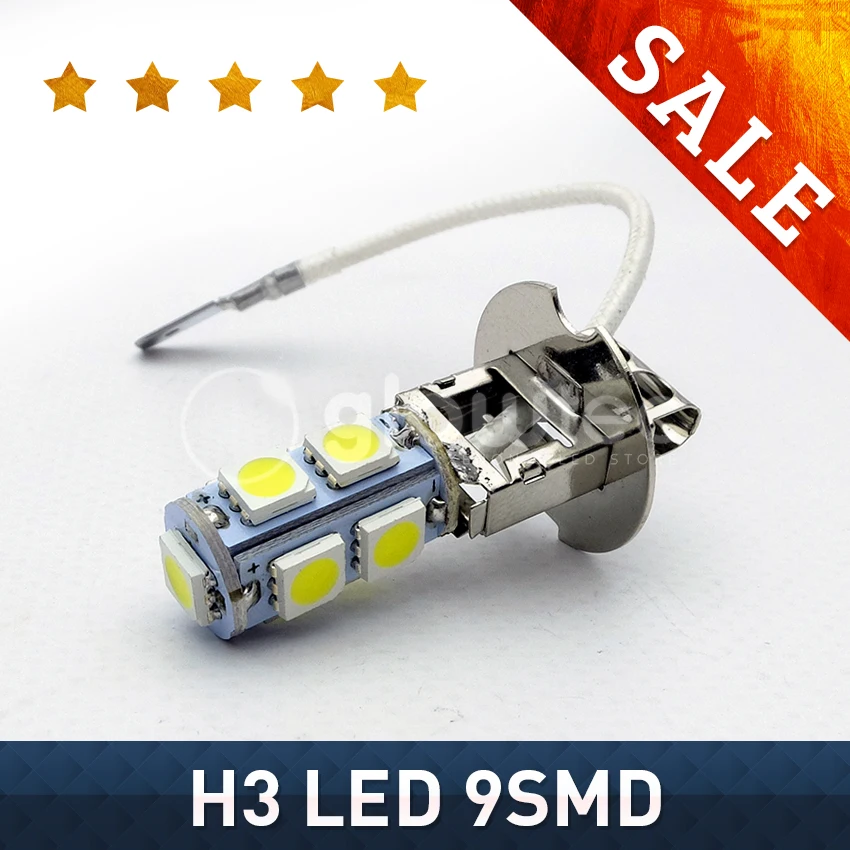 1 шт. H3 9SMD 5050 белая 9 SMD лампочка головная лампа ультра яркая светодиодная 12 В