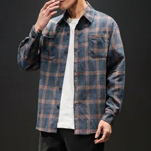 Мужская рубашка, модная, стиль, Ретро стиль, клетчатая рубашка с длинными рукавами, Мужская Удобная рубашка, блуза, Мужская Уличная одежда, camisa masculina