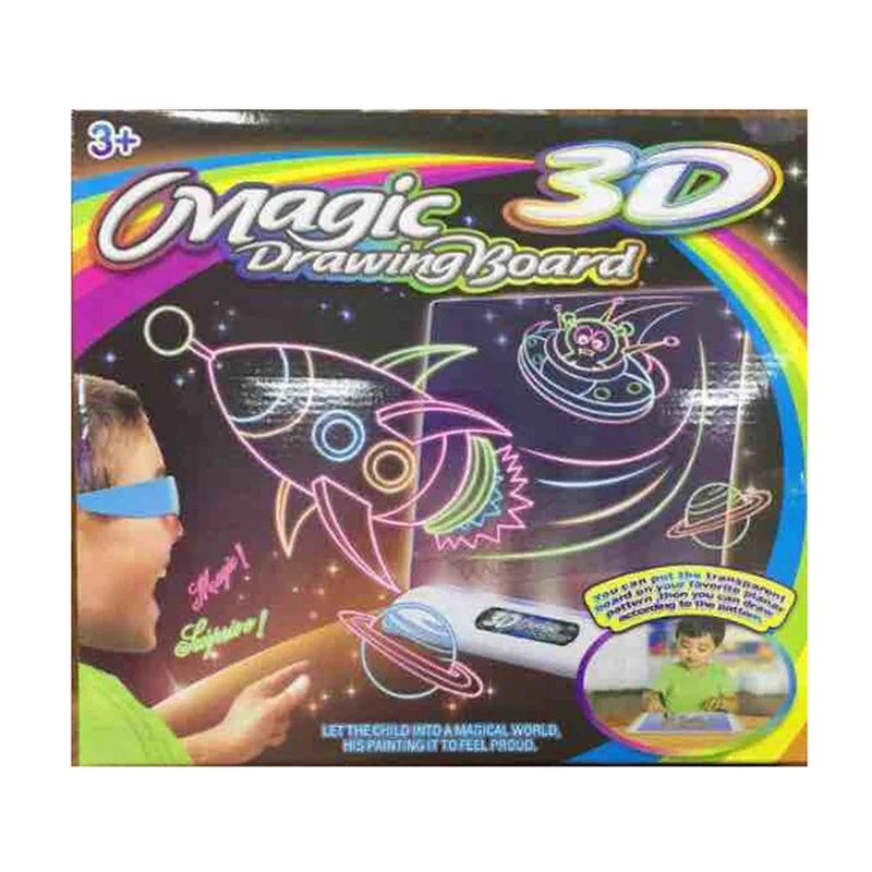 

Multi-function 3D Flash Three-dimensional Magic Drawing Plate 3D Colorful Pen Painting Tablet Education Stationary