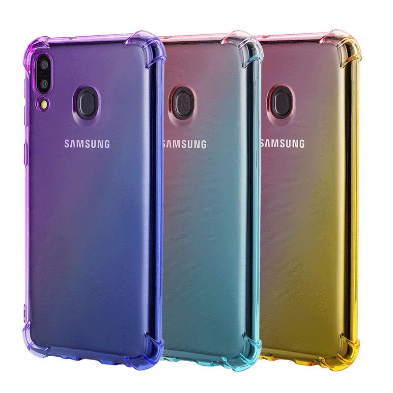

Rainbow Gradient Airbag Case for Samsung Galaxy M10 Cover Four Corners Schockproof Case for Samsung M20 M30 Soft TPU Phone Cover