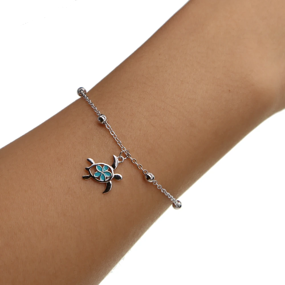 

2018 NEW design gold/sliver color Enamel Drop oil cute cartoon tutle Chain Bracelet for Women Girls Child Jewelry Ornaments Gift