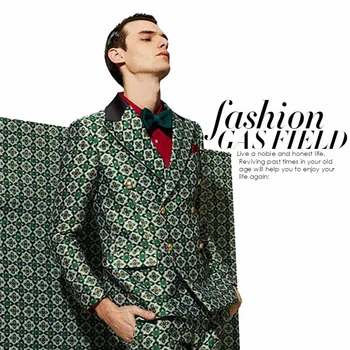 

High - grade men 's suit spring and autumn big gold Clover G jacquard fabrics Europe and the United States fashion dress skirt f