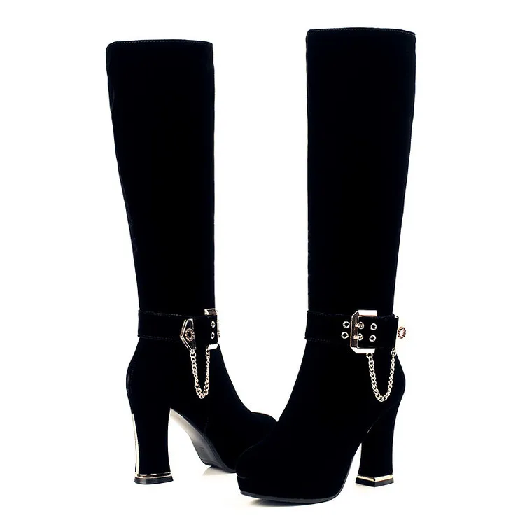 Innen Leder Warm Winter Stiefel Schwarzes Frauen Flock Schnee {zorssar} 2019 Plattform Mode Kniehohe Plüsch Heels Hohe q1xfBFa7wt