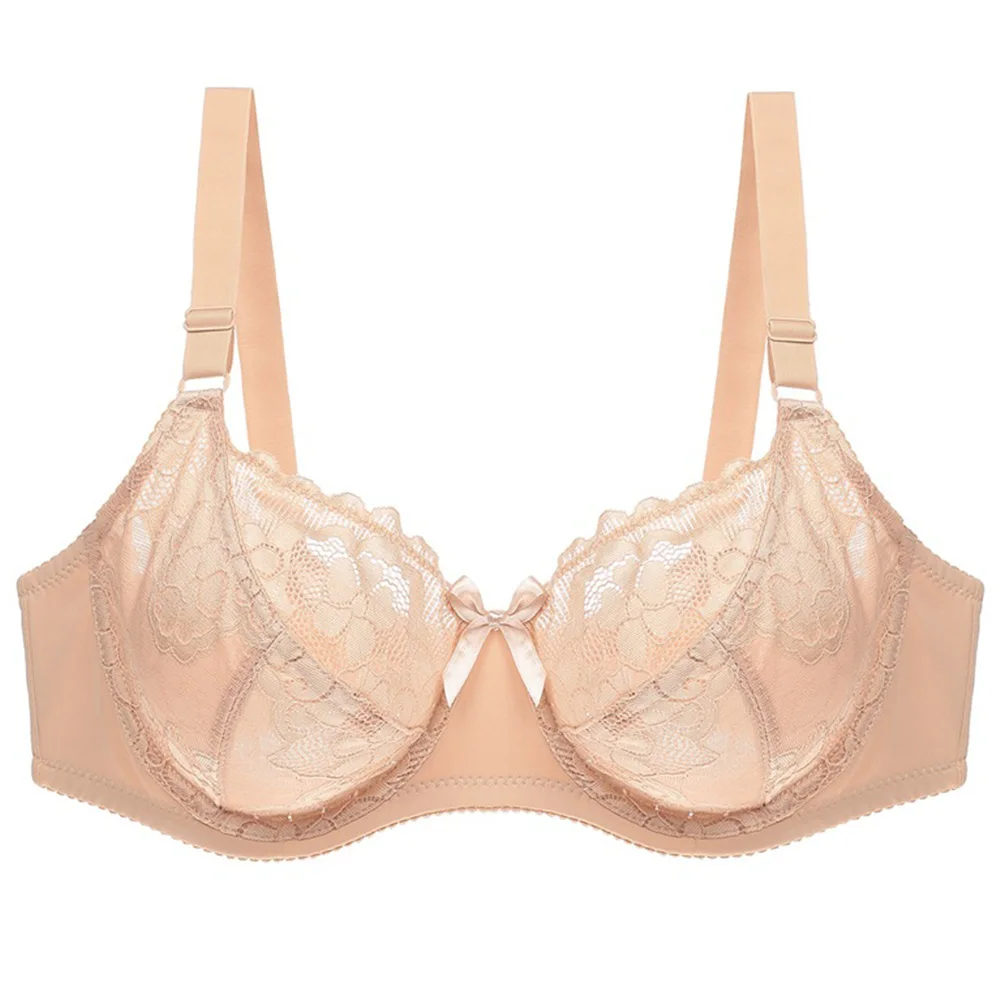 

New Big breasted bra Women's Sexy translucent Lingerie Unlined Underwire Lace Bras UnPadded Underwear Plus size bralette BH